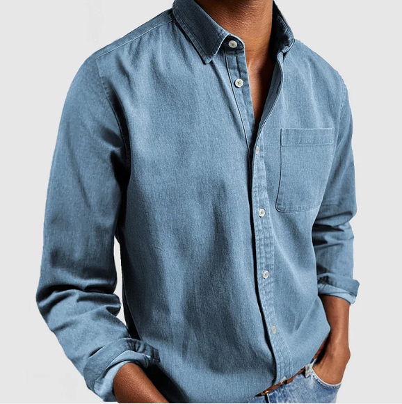 Button-Up Hemd - Casual - Langarm - Denim Hemd - Herrenhemden