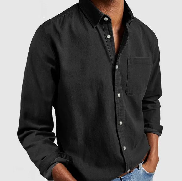 Button-Up Hemd - Casual - Langarm - Denim Hemd - Herrenhemden