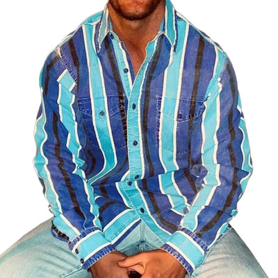 Button-Up-Hemd | Retro | Gestreift | Polohemd | Herrenhemden