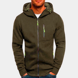 Karl | Lässiger Herren-Hoodie mit Reißverschluss – Olivgrün