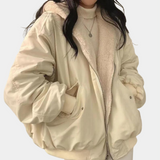 Caitlin | Damen Winterjacke mit Kapuze und Taschen – Weiß