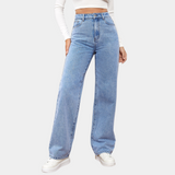 Lara | Damen Hochtaillierte Jeans mit weitem Bein – Hellblau