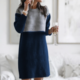 Hanna | Damen Strickpullover Kleid gemütlich & elegant – Blau