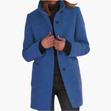 Jessica | Damen Winter Mantel mit Langem Ärmel im Klassischen Stil – Blau