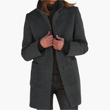 Jessica | Damen Winter Mantel mit Langem Ärmel im Klassischen Stil – Schwarz
