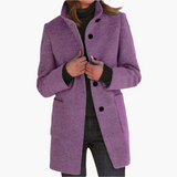 Jessica | Damen Winter Mantel mit Langem Ärmel im Klassischen Stil – Lila