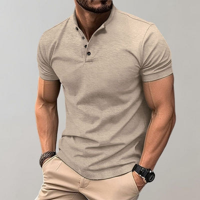 Herren Poloshirt mit Henley Kragen