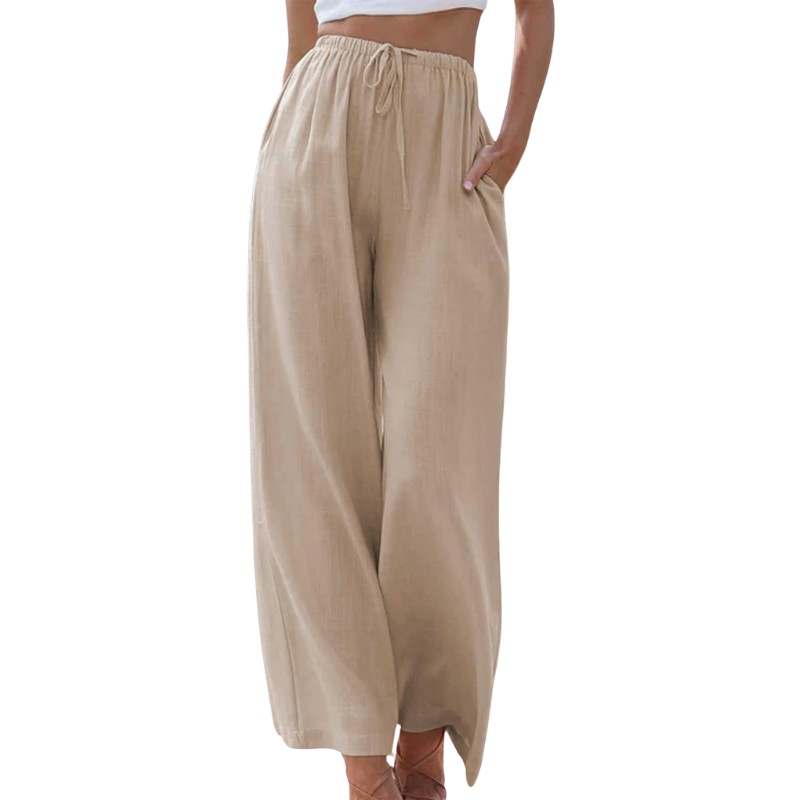 Elegante Damen Stoffhose aus Baumwolle und Leinen