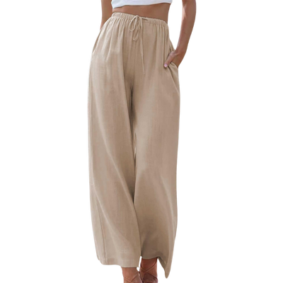 Elegante Damen Stoffhose aus Baumwolle und Leinen