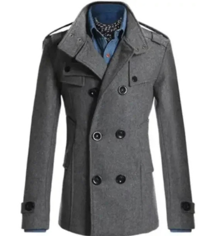 Herren Wintermantel - Eleganter Trenchcoat mit Schulterklappen und Taschen
