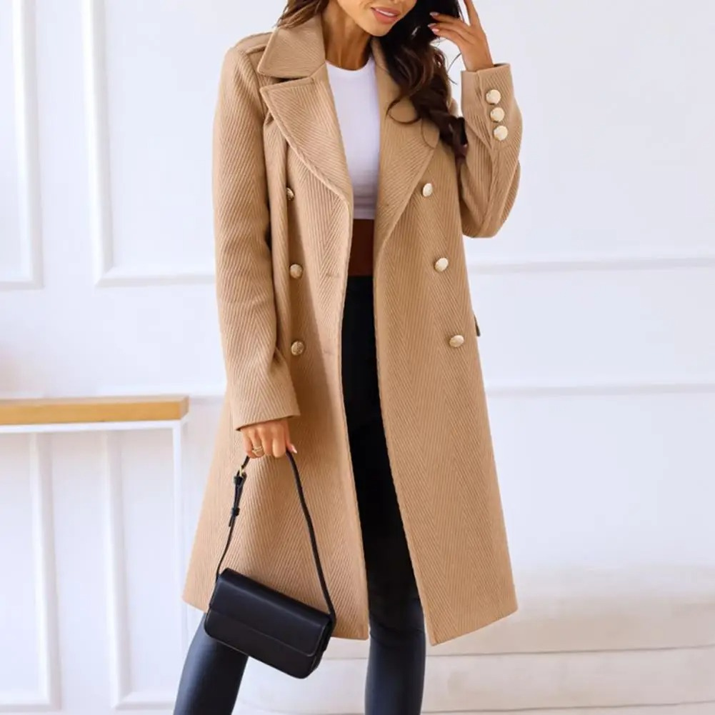 Eleganter Damenmantel - Klassisches Design mit Knöpfen und Taschen