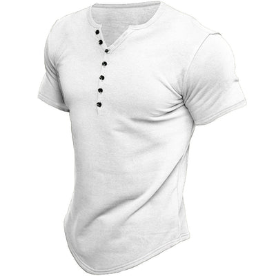 Herren Slim Fit T-Shirt mit halber Knopfleiste