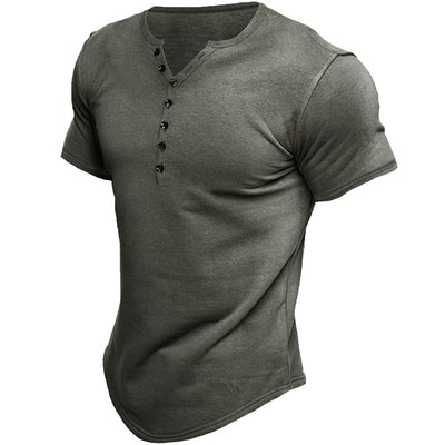 Herren Slim Fit T-Shirt mit halber Knopfleiste
