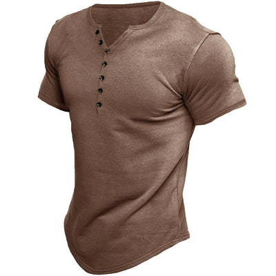 Herren Slim Fit T-Shirt mit halber Knopfleiste