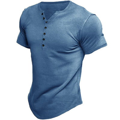 Herren Slim Fit T-Shirt mit halber Knopfleiste