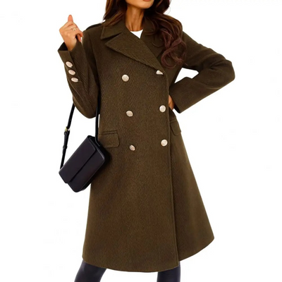 Eleganter Damenmantel - Klassisches Design mit Knöpfen und Taschen