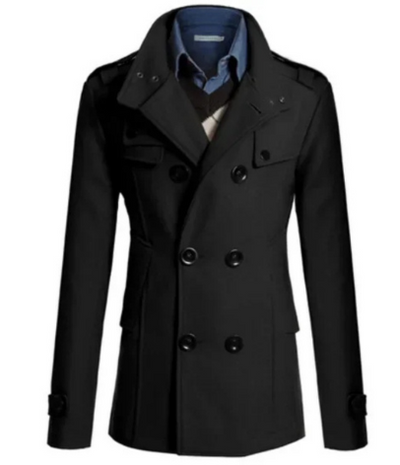 Herren Wintermantel - Eleganter Trenchcoat mit Schulterklappen und Taschen