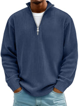 Blackden - Rippstrick-Half-Zip-Pullover – Marineblau