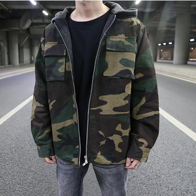 Camouflage-Jacke | Reißverschluss | Cargo | Camouflage-Kapuzenpullover | Herrenbekleidung