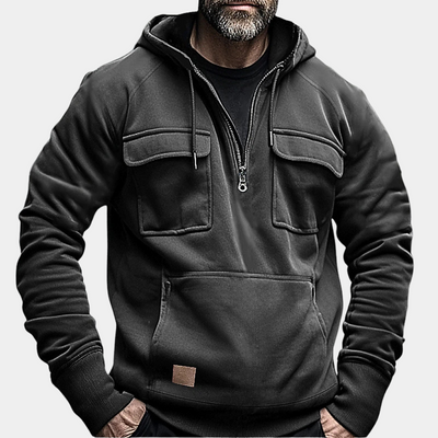 Cargo Hoodie - Halber Reißverschluss - Taschen - Pullover Hoodie - Herren Hoodie