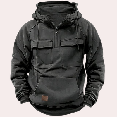Cargo Hoodie - Halber Reißverschluss - Taschen - Pullover Hoodie - Herren Hoodie