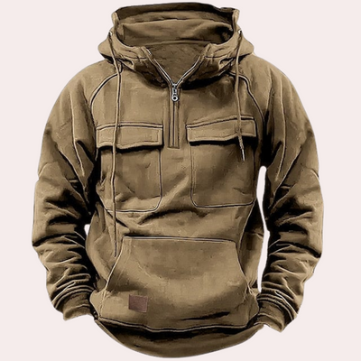 Cargo Hoodie - Halber Reißverschluss - Taschen - Pullover Hoodie - Herren Hoodie