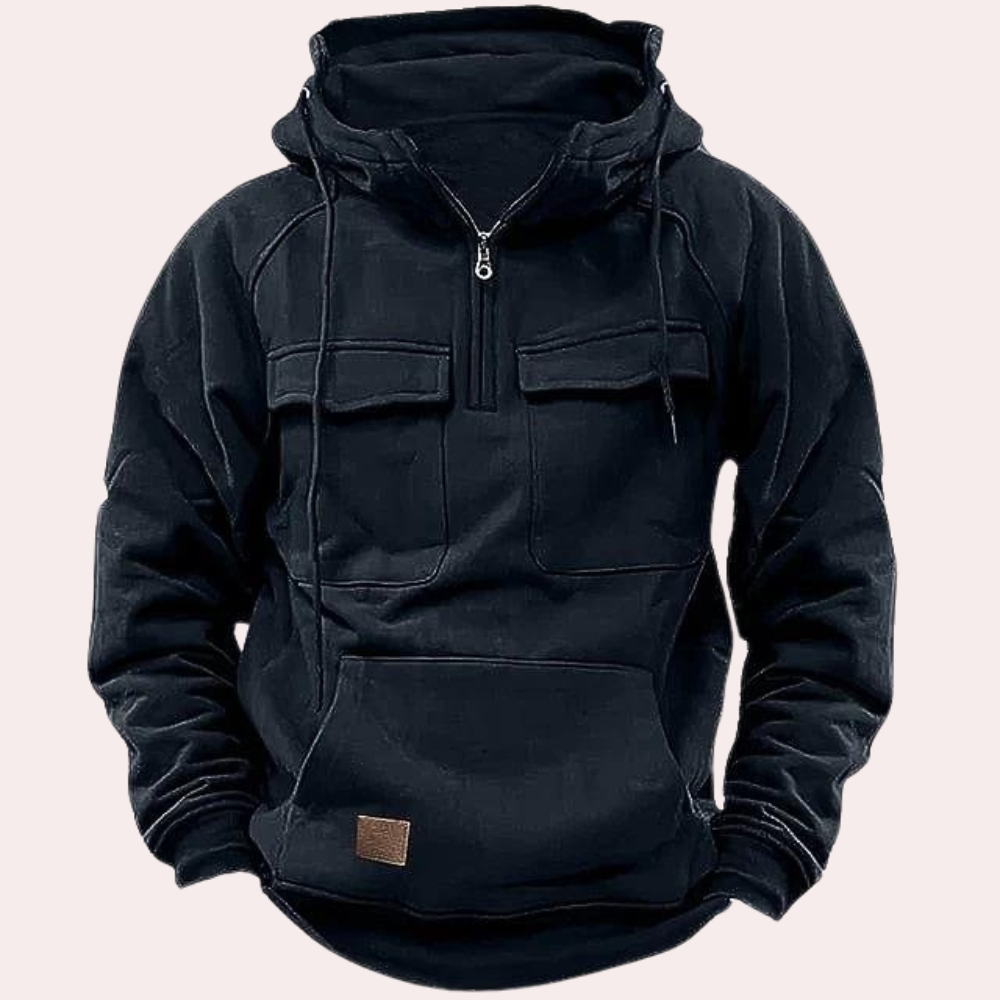 Cargo Hoodie - Halber Reißverschluss - Taschen - Pullover Hoodie - Herren Hoodie