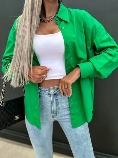 Karla® | Lässige Streetwear Orange Bluse mit Knöpfen