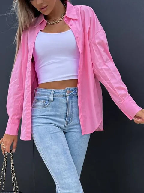 Karla® | Lässige Streetwear Orange Bluse mit Knöpfen