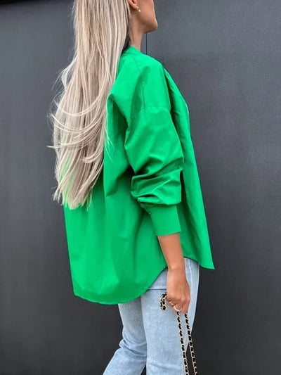 Karla® | Lässige Streetwear Orange Bluse mit Knöpfen