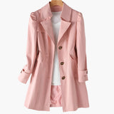 Gabriela | Damen Klassischer Langer Trenchcoat mit Knöpfen vorne – Rosa