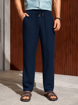 Elvar - Atmungsaktive Leinenhose – Marineblau