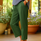 Leinenhose für Damen, Sommer, mit elastischem Bund – Grün