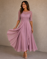 Esteline - Weiches festliches Kleid – Pink