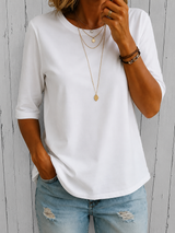 Bellavie - Klassische Bluse mit Rundhalsausschnitt – Weiß