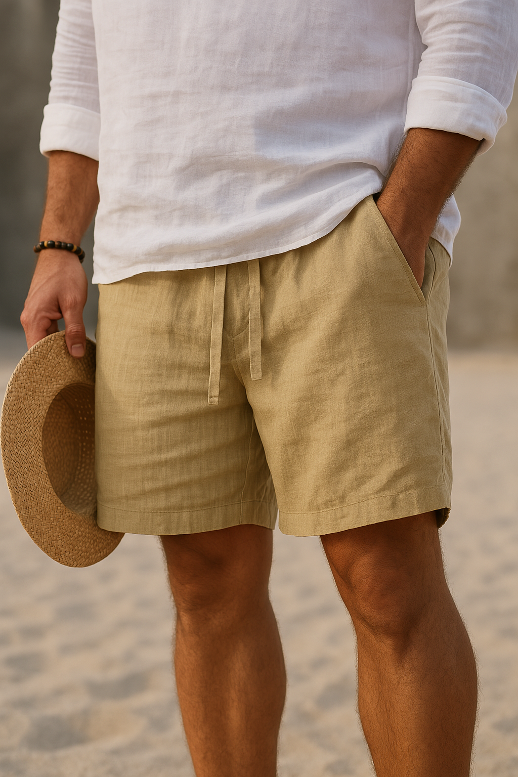 Kaleb – Elegante Leinen Shorts Mit Elastisch