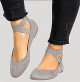 Saskia | Damen Riemchen Ballerinas – Grau