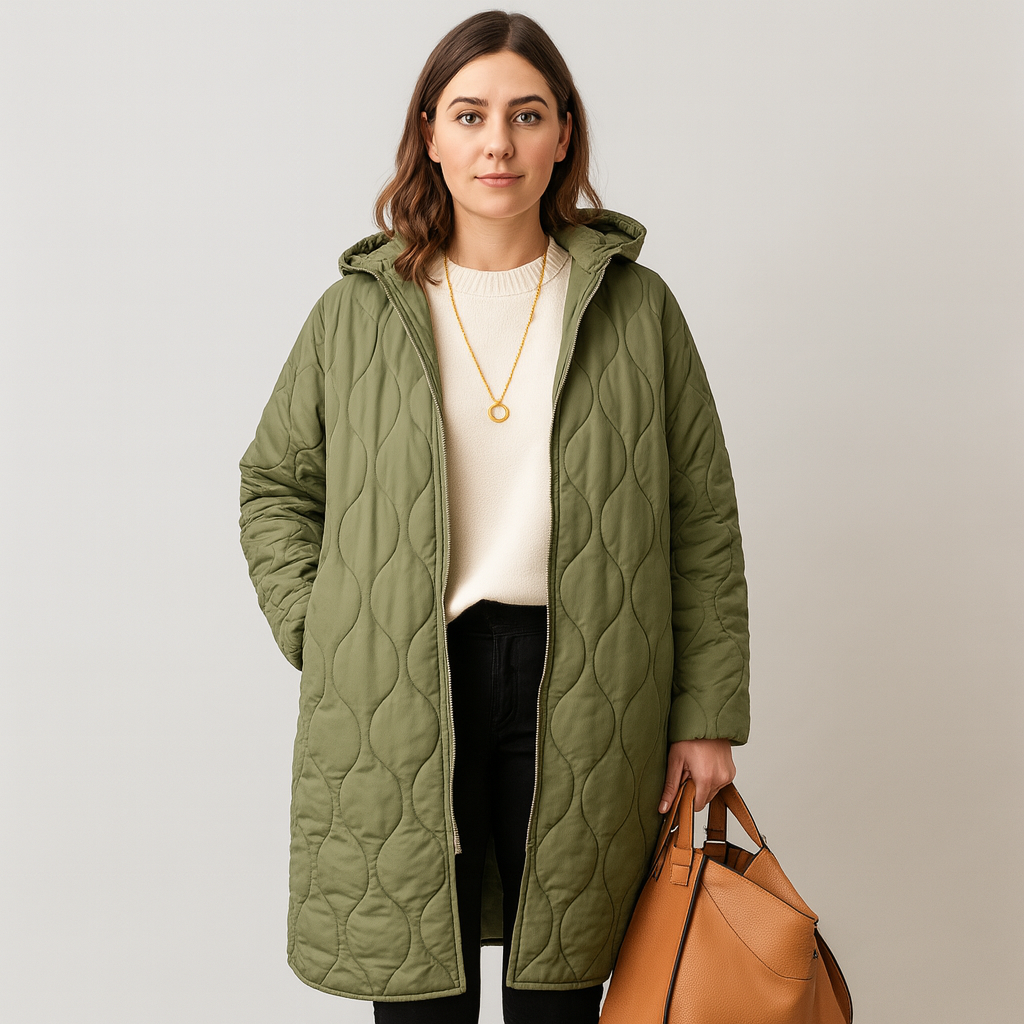Lorelei | Damen Stepp-Winterjacke Plus Size mit Kapuze und Praktischem Reißverschluss