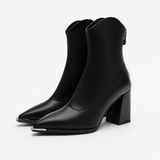 Angela | Damen-Frühjahrs-Stiefeletten mit spitzer Kappe und Absatz – Schwarz