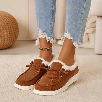 Élise | Kuschelige Winterschuhe aus Cord mit Fellfutter
