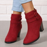 Gerda | Damen Stiefelette mit Schleife und Blockabsatz – Rot