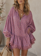 Minerva | Damen Leopardenmuster Mini Kleid mit Kapuze – Rosa