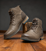 Aldric | Herren Schnürboots Stiefeletten mit Kappe – Grau-braun