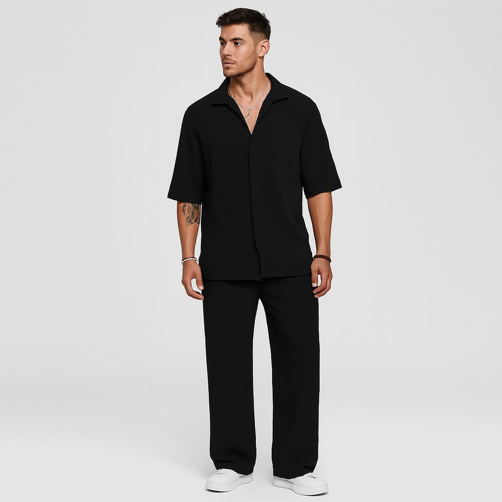 Herren-Zweiteiler – Stilvolles Casual-Outfit mit Langarmshirt und passender Hose