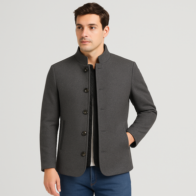 Julian Herren Wolljacke – Stehkragen mit Knopfleiste