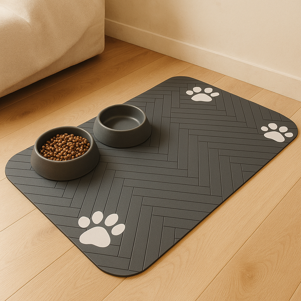 Schnelltrocknende Futtermatte für Haustiere mit Pfotenabdruck-Design