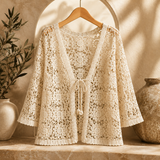 Aralynne - leichter, offener Cardigan – Beige