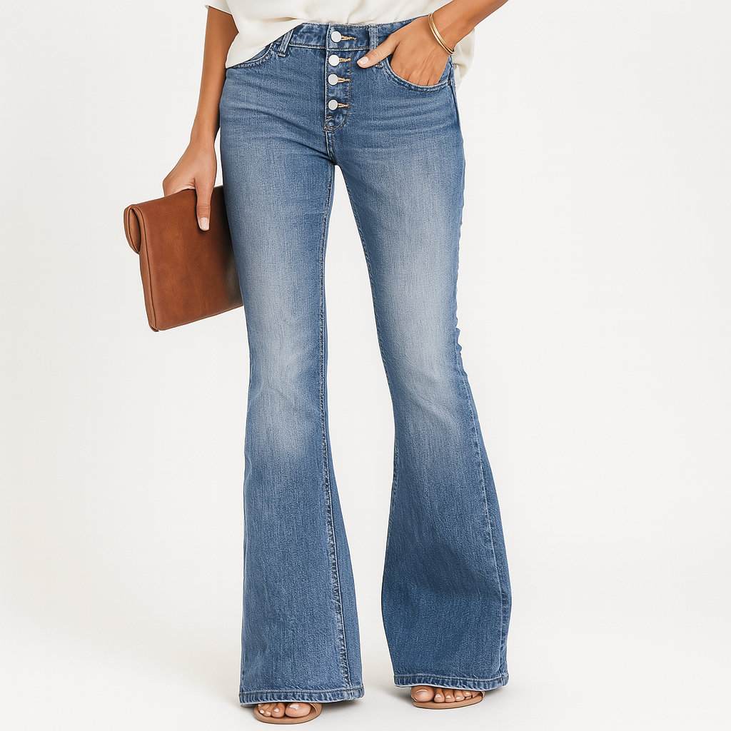 Ellen – Damenjeans mit hohem Bund und Schlag – Klassische Passform aus Denim