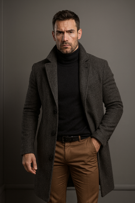 Herren-Langmantel – Stilvoller Wollmantel für kühle Tage