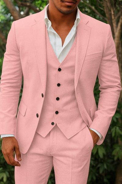 Dreiteiliges Herrenanzugset aus Leinen – Blazer, Weste und Hose, ideal für Hochzeiten und formelle Anlässe